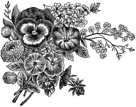 floral clipart black and white|flower black and white graphic.